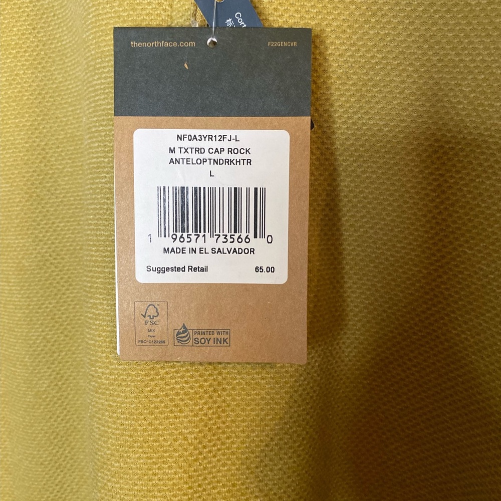 THE NORTH FACE Men's Textured Cap Rock Quarter Zip Pullover NWT Size Large - Picture 4 of 6